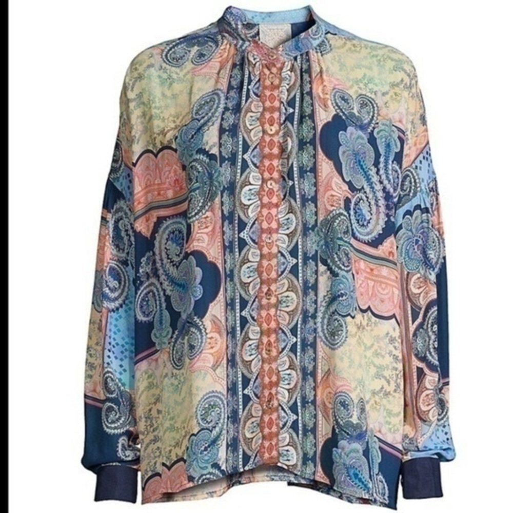 Johnny Was silk blend Onda Button Down Shirt NWT - Picture 2 of 11
